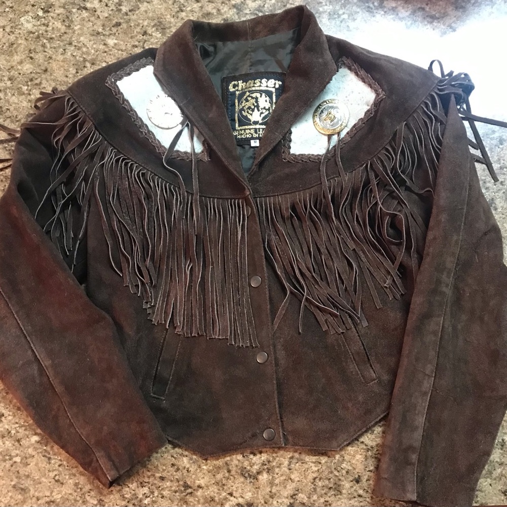 Vintage Chasser Leather Fringe Jacket